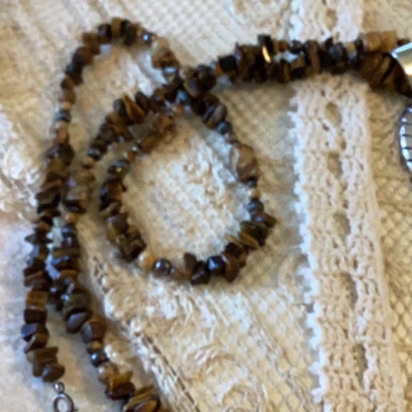 Vintage Carolyn Pollack Tiger’s Eye Pendant with 18” Tigers eye, Jasper, silver - Picture 7 of 8